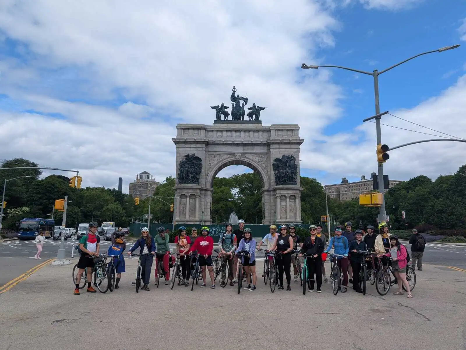 Biking group at Grand Army Plaza